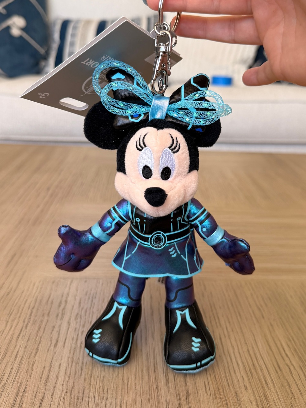Shanghai Disneyland Minnie Mouse Plush Keychain Tron Lightcycle Run IN HAND NWT